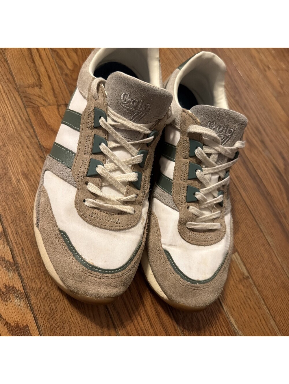 Gola Classics Women's Chicago Sneakers Size 8 White/Beige/Patina Green EUC